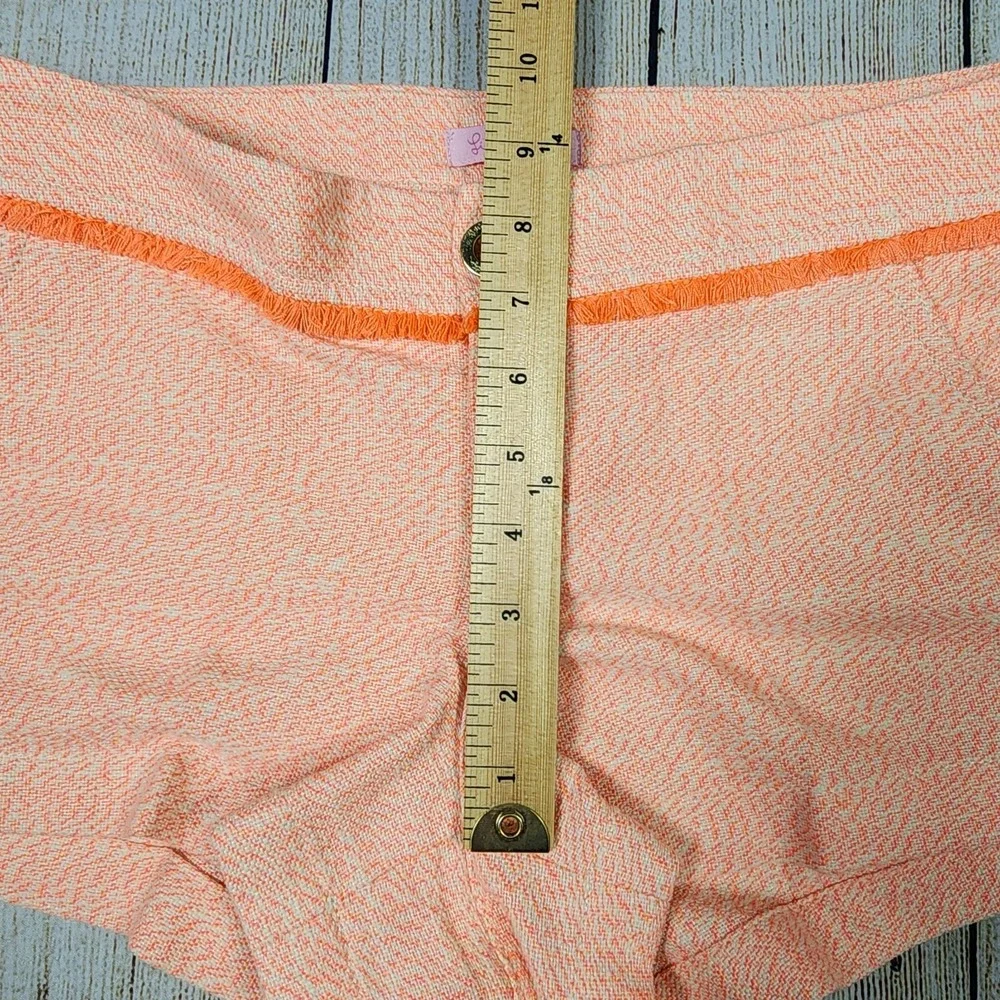 Lilly Pulitzer Shorts Womens Size 4 Orange &‎ Beige, Fringe Detail